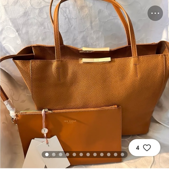 🤎 Ted Baker Clarkia Soft Grain Shopper Tote | Tan Pebbled Leather - Picture 2 of 7